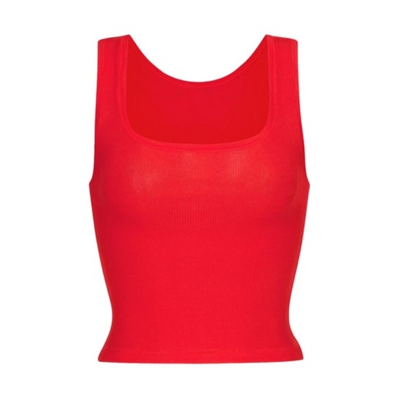 RARE skims ruby red cotton rib shorts tank set - Picture 3 of 3